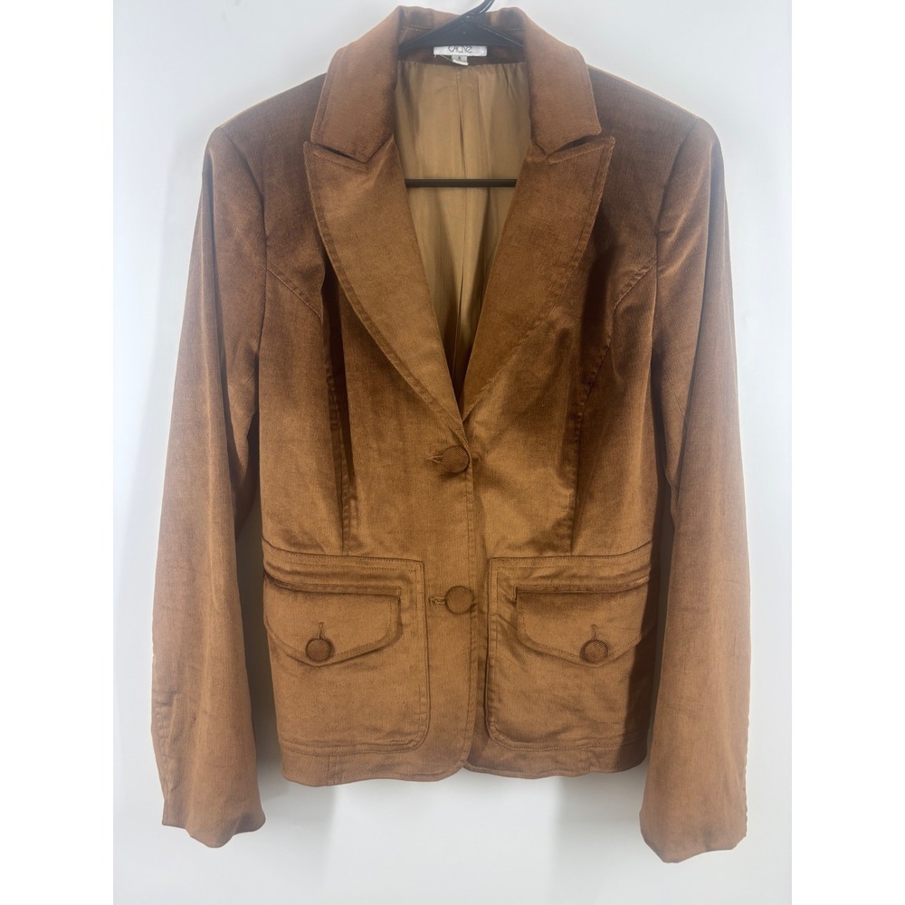 Cache Womens‎ Brown Corduroy Blazer Jacket Two Button Flap Pockets Size 8